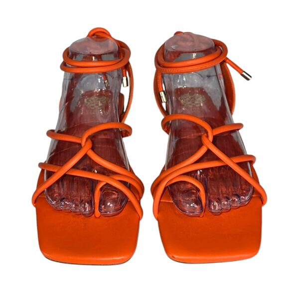 Vince Camuto Alminda Orange Sandal Toe Ring Strappy Tie Gladiator 9.5 - Picture 2 of 10